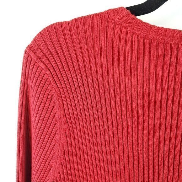 Vintage Y2K Tommy Hilfiger Logo Red Ribbed Long Sleeve 100% Cotton Sweat… - Picture 6 of 16